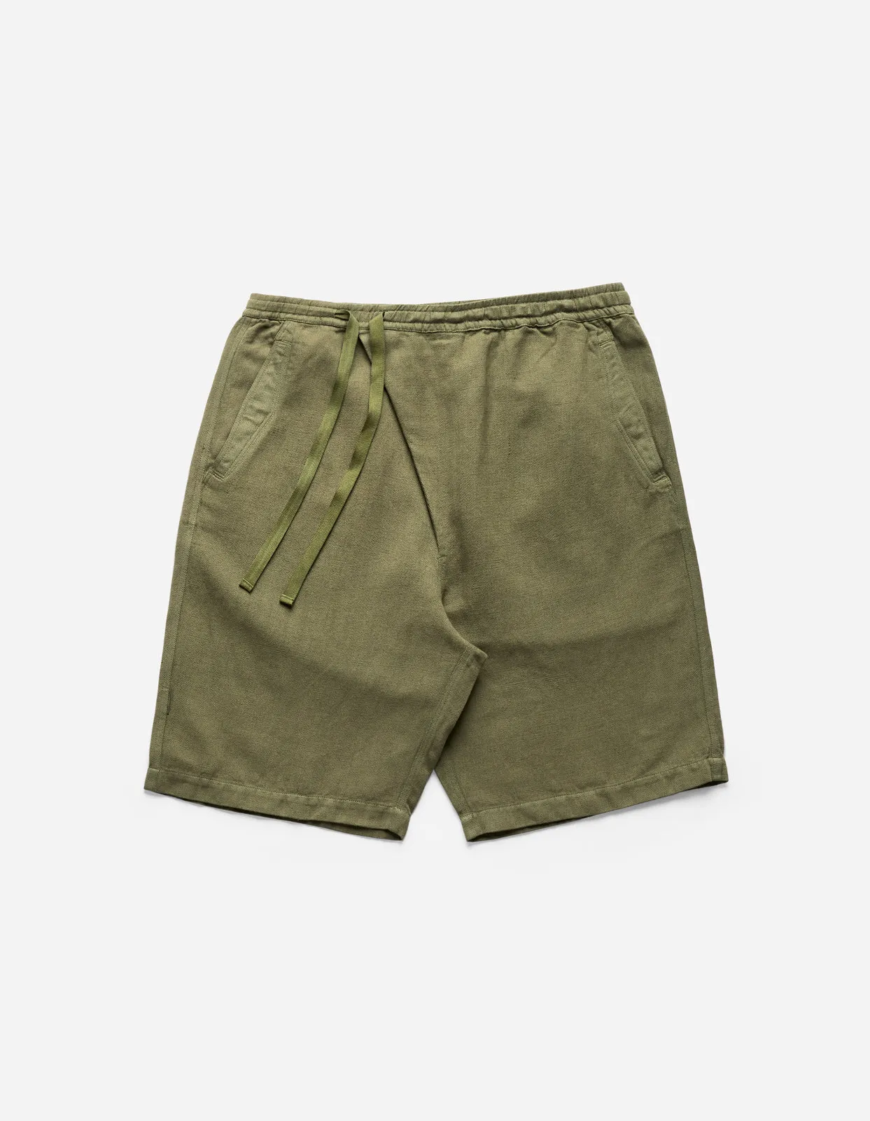 5007 Hemp Asym Loose Track Shorts Olive OG-107F