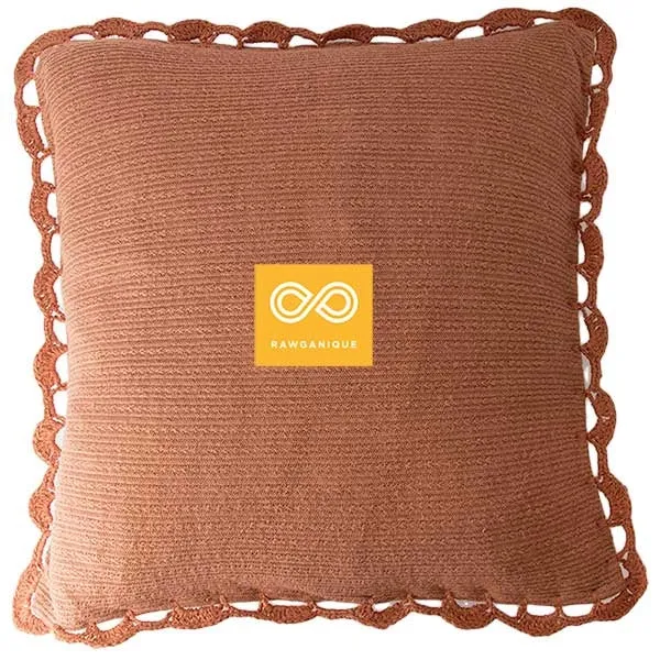 BELLE EPOQUE 100% Organic Hemp Knit Sofa Throw Pillow Cover (Plastic-free, Nut Buttons)