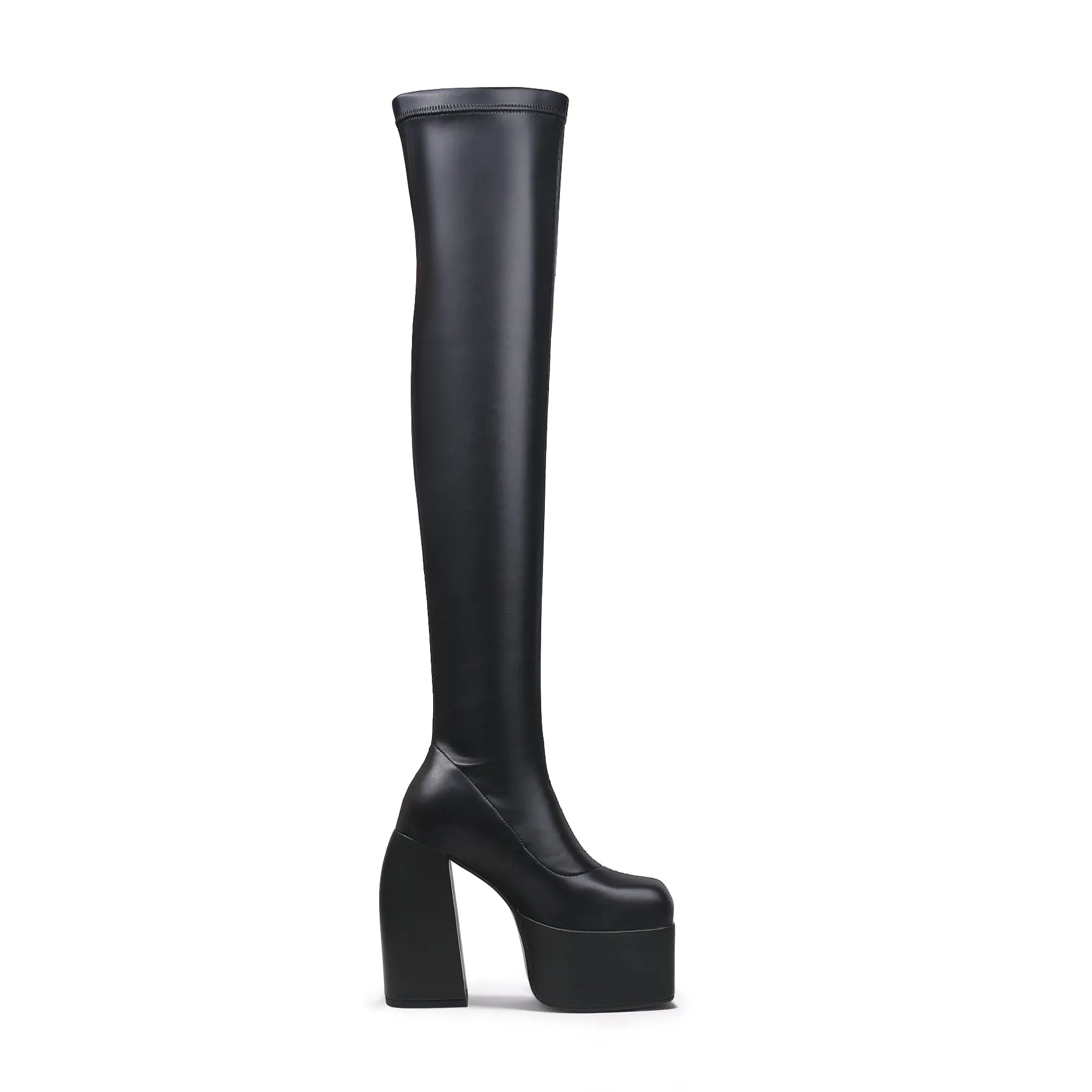 Black Cyberpunk Knee-High Boots