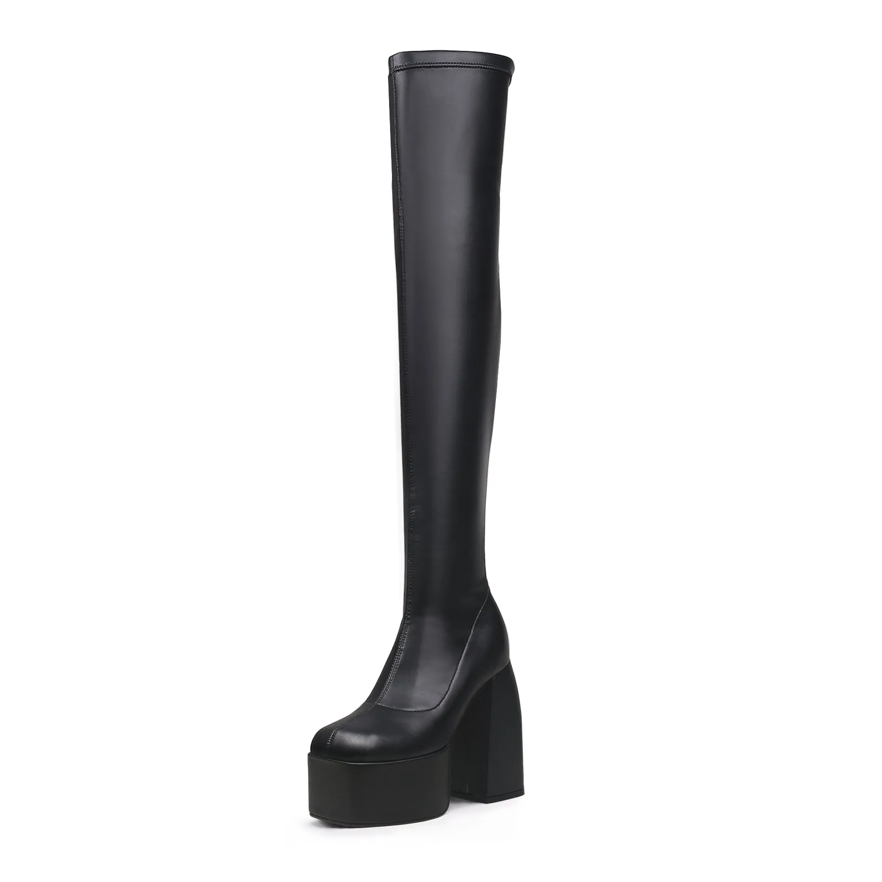 Black Cyberpunk Knee-High Boots