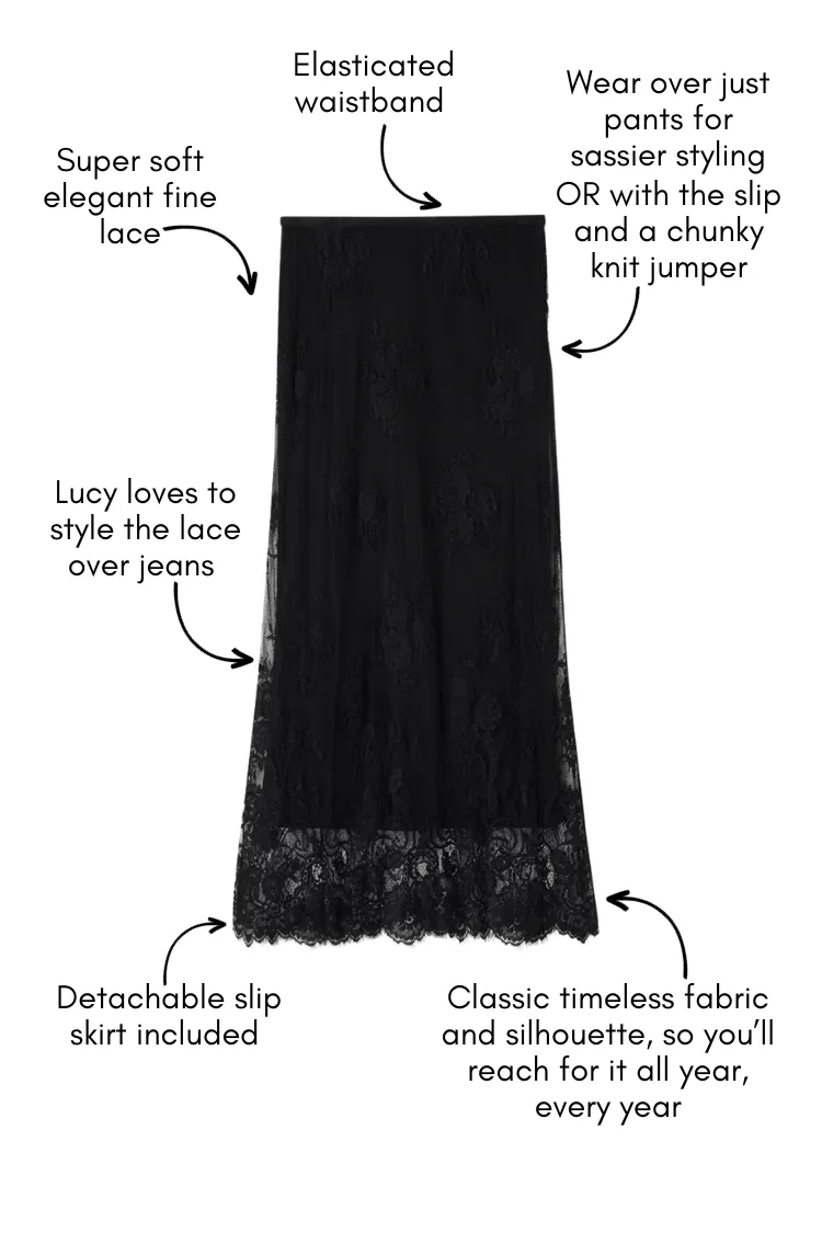 Black Fine Lace Skirt