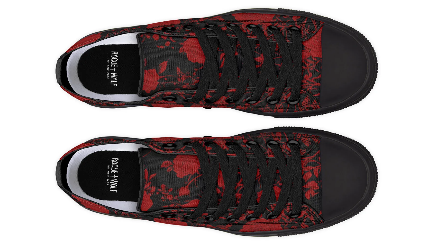 Blood Rose Romance Low Tops - Classic Premium Canvas Shoes with Comfortable and Durable Soles