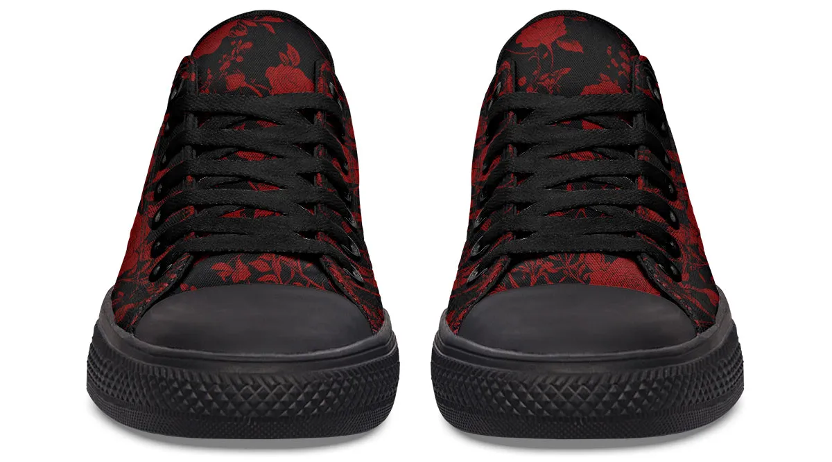 Blood Rose Romance Low Tops - Classic Premium Canvas Shoes with Comfortable and Durable Soles