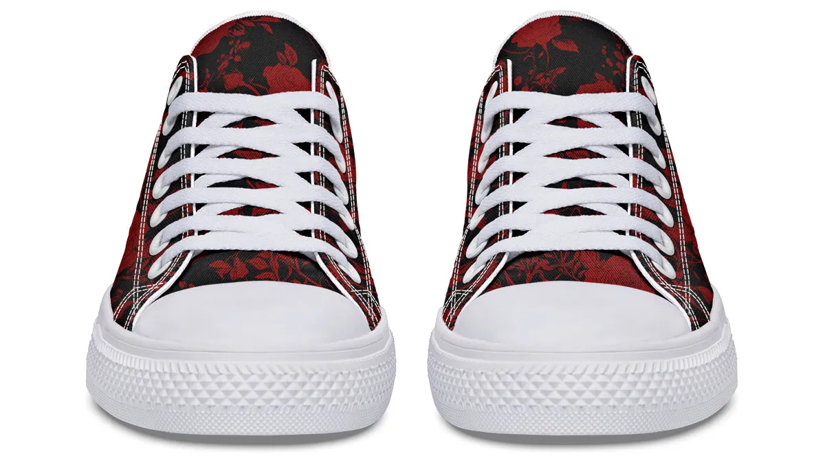 Blood Rose Romance Low Tops - Classic Premium Canvas Shoes with Comfortable and Durable Soles