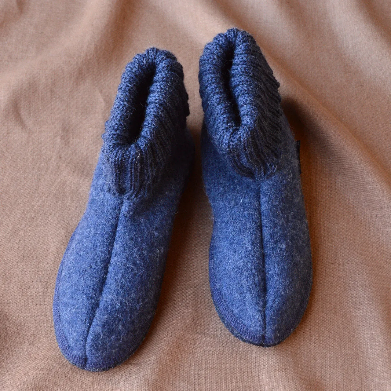 Boiled Wool Slipper Boots - Karl - Denim (Adults 36-42)