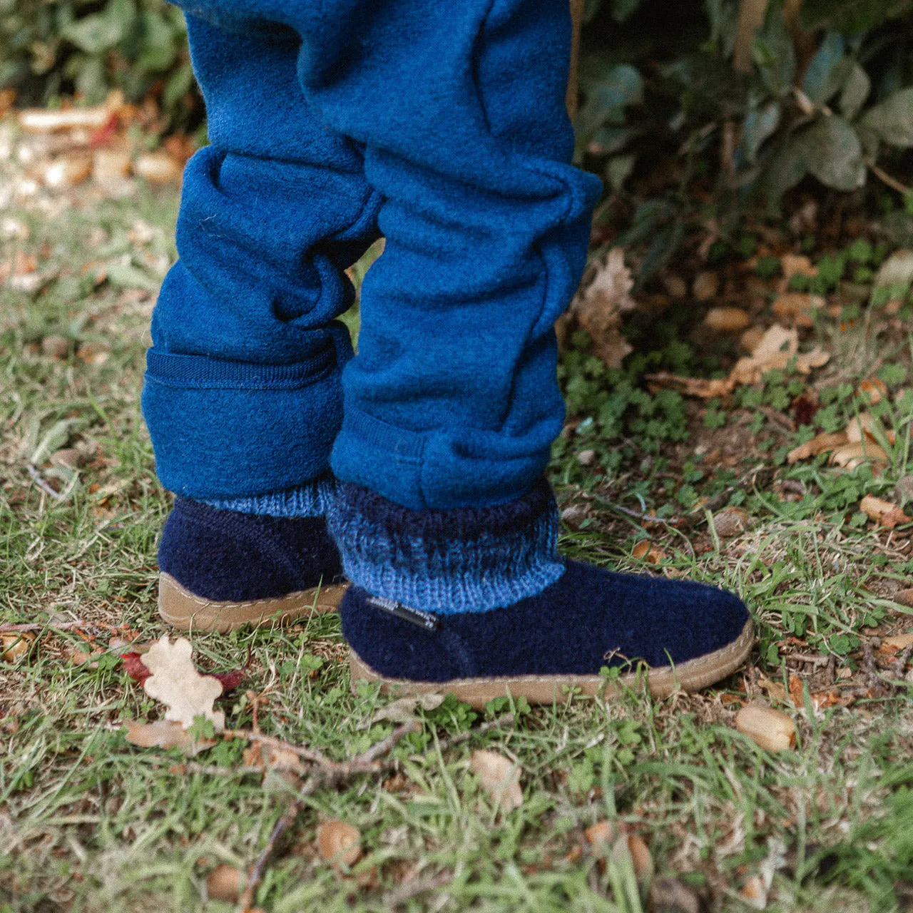 Boiled Wool Slipper Boots - Yuki - Midnight (Kids 23-35)