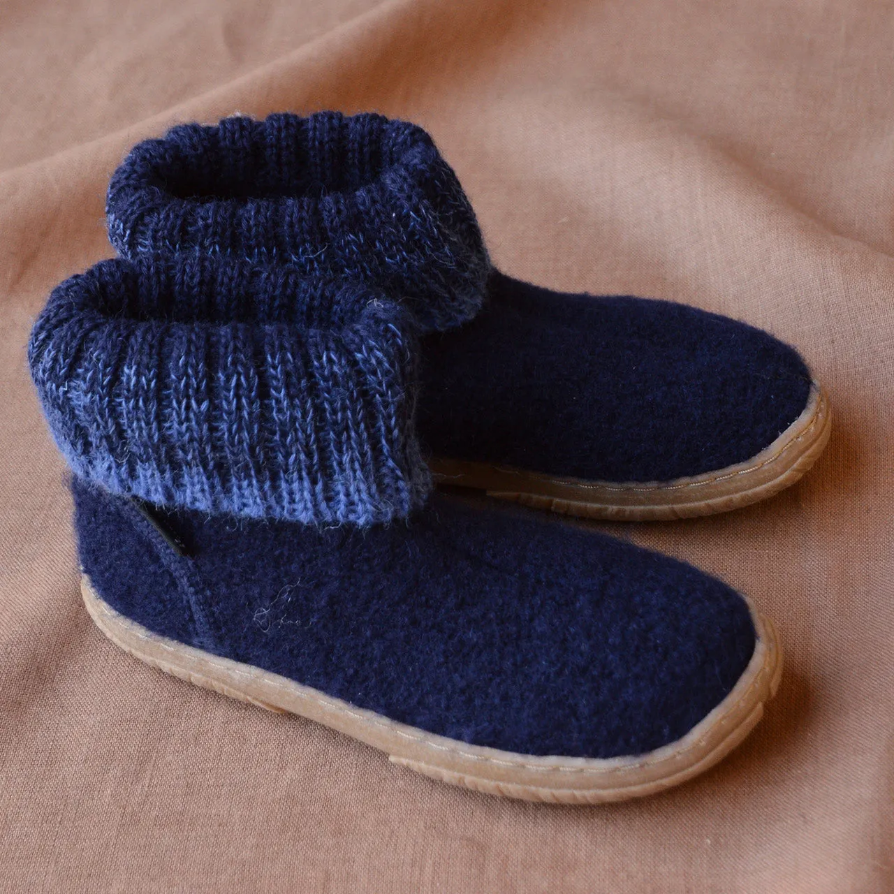 Boiled Wool Slipper Boots - Yuki - Midnight (Kids 23-35)