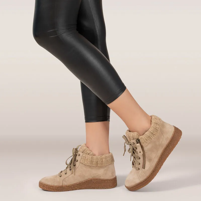 Bonnie Cozy Lace Up Boot in Taupe