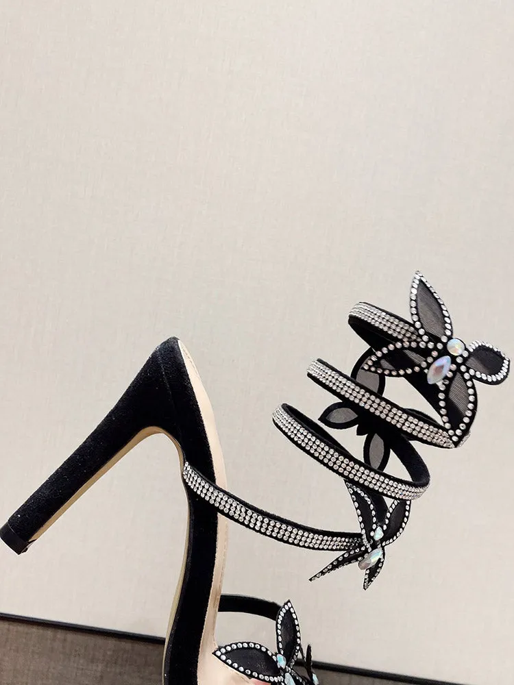 Butterfly Ankle-Wrap Sandals