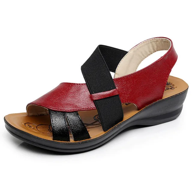 Casual Women Sandals Mother Shoes PU Leather Wedges Sandals Fashion Ladies Shoes Summer Women Shoes