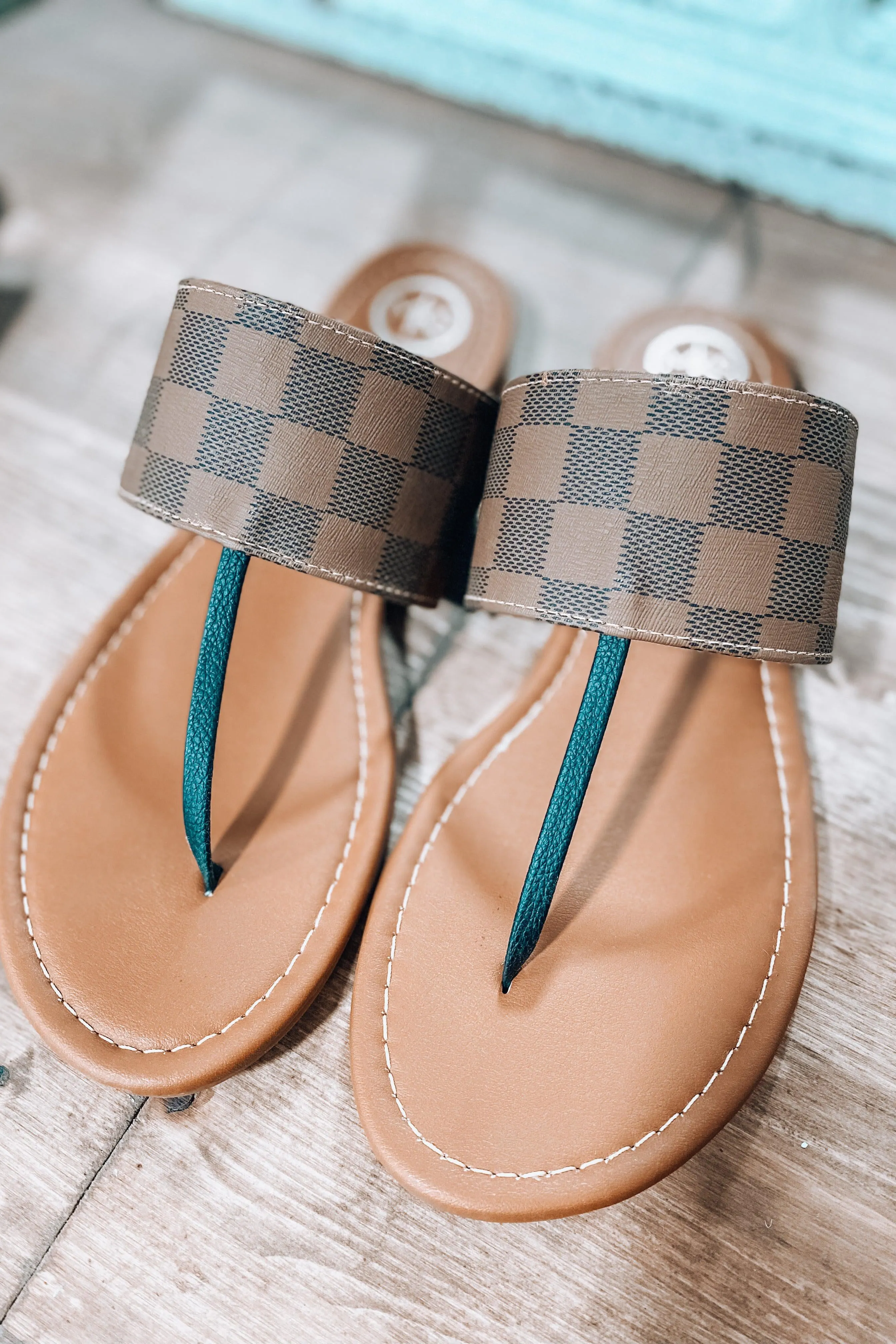 Checking On You- {Cream & Brown} Checkered Sandals