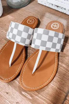 Checking On You- {Cream & Brown} Checkered Sandals