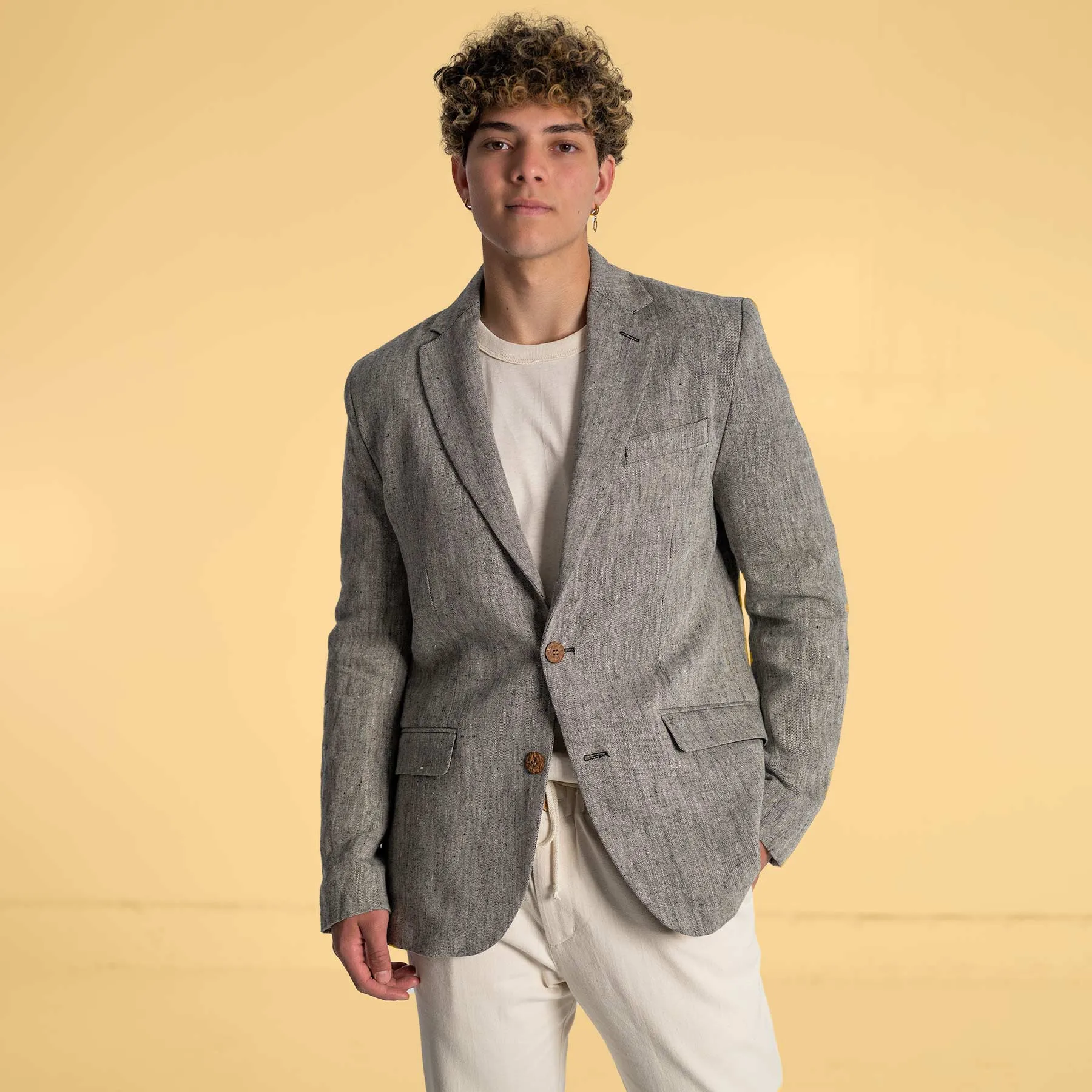 EMBARCADERO 100% Organic Hemp Blazer Jacket (Organic Cotton Lining, Coconut Buttons) (Biodegradable)