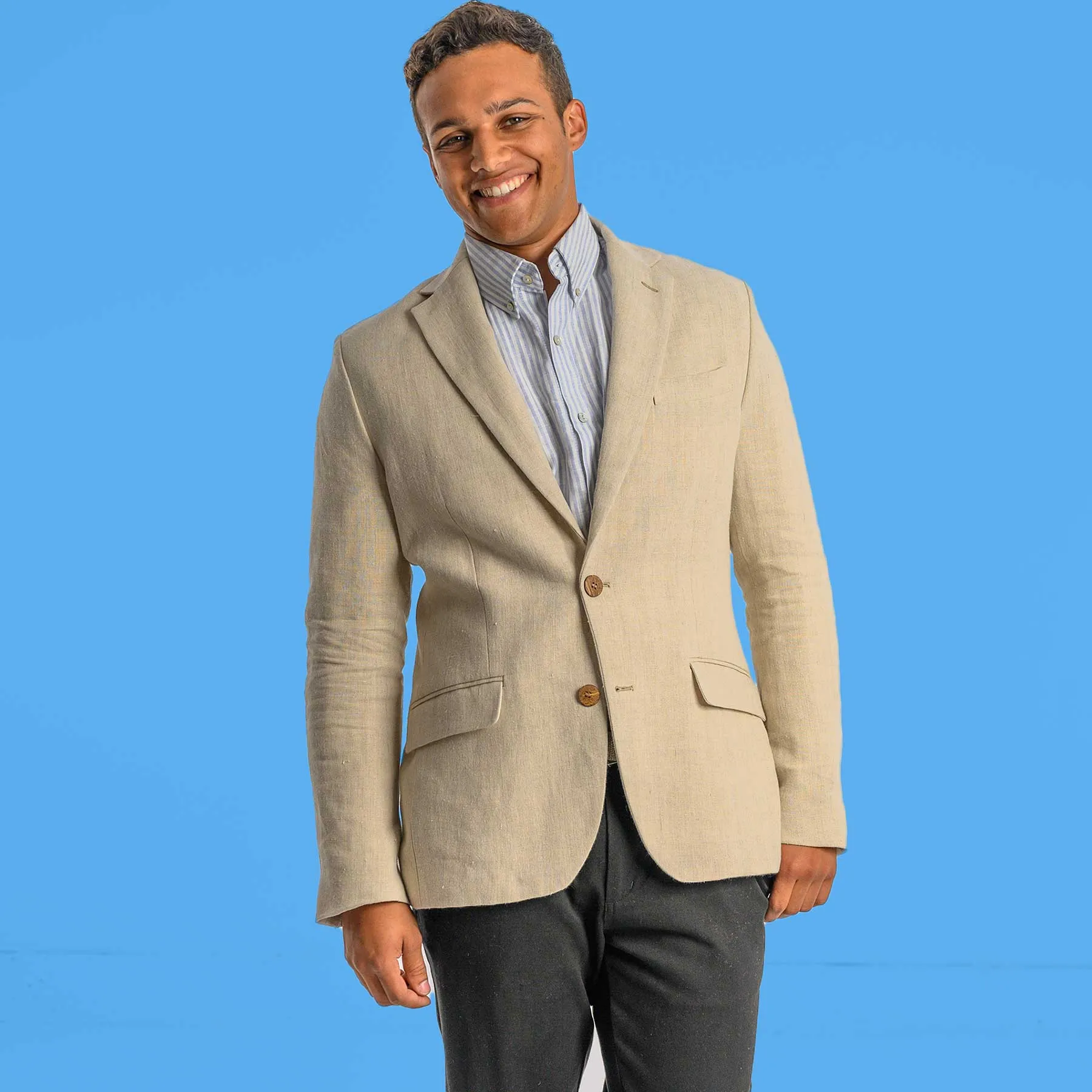 EMBARCADERO 100% Organic Hemp Blazer Jacket (Organic Cotton Lining, Coconut Buttons) (Biodegradable)