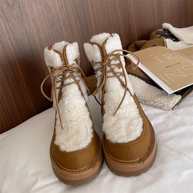 Leather Ankle Wool Snow Boots