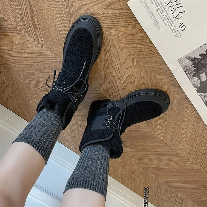 Leather Ankle Wool Snow Boots