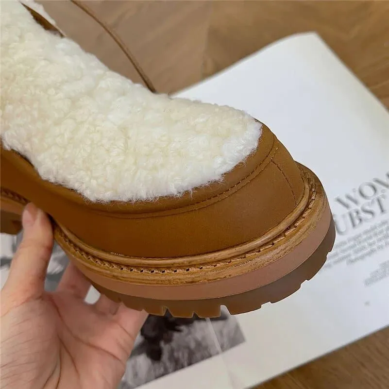 Leather Ankle Wool Snow Boots