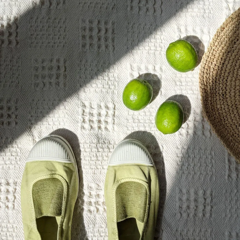 Lime Slip On Cotton Plimsolls