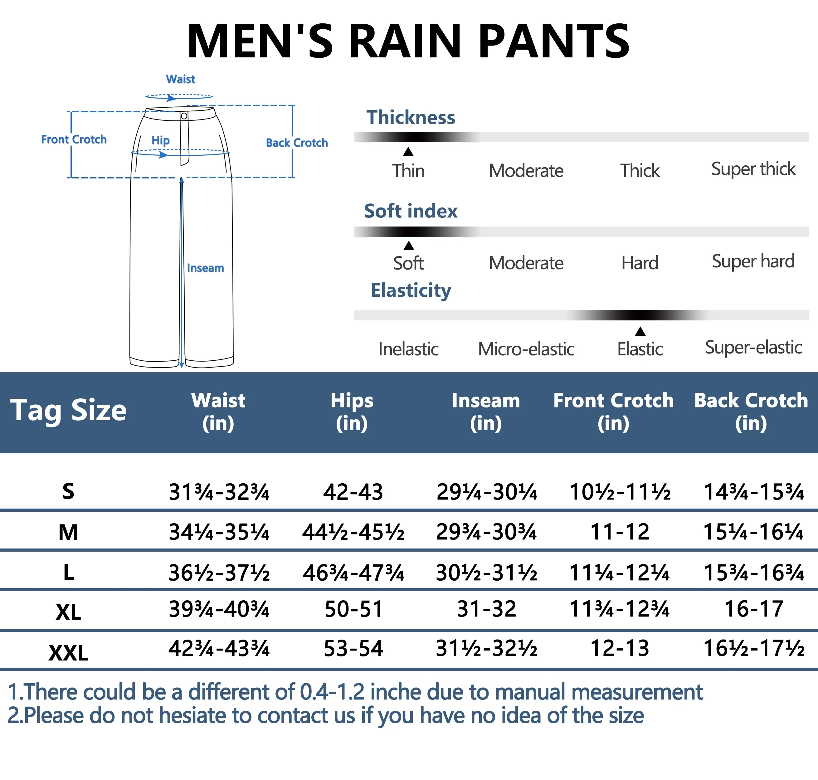 Men's Waterproof Lightweight Rain Hiking Golf Pants