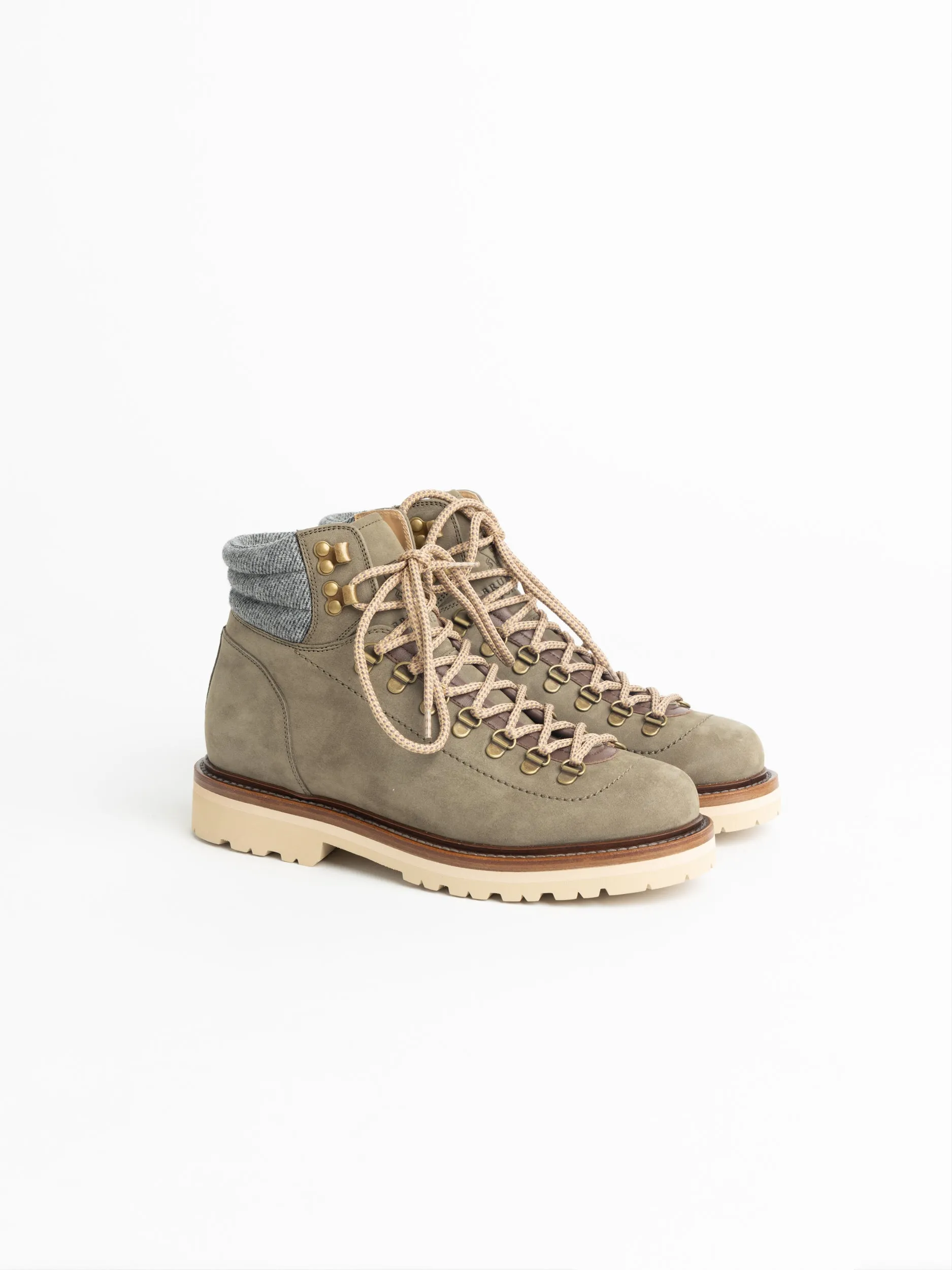 Military Green Nubuck Mountain-Style Boots