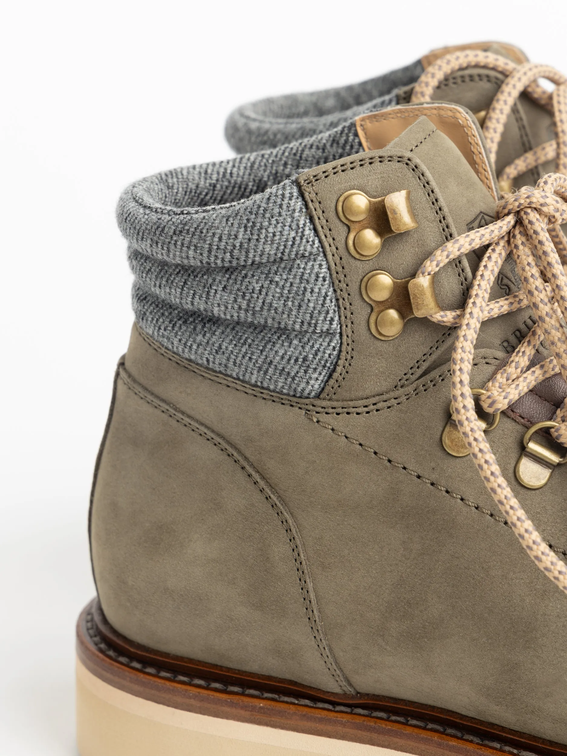 Military Green Nubuck Mountain-Style Boots