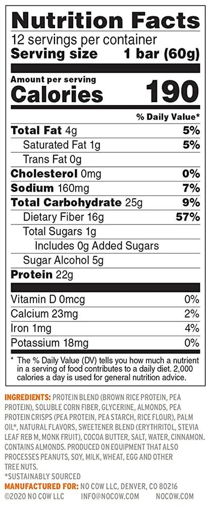 No Cow Plant Based Protein Bars