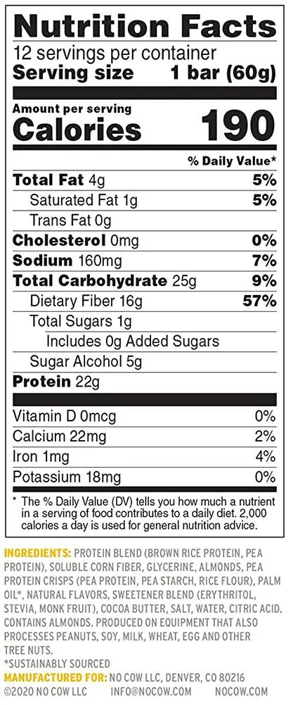 No Cow Plant Based Protein Bars