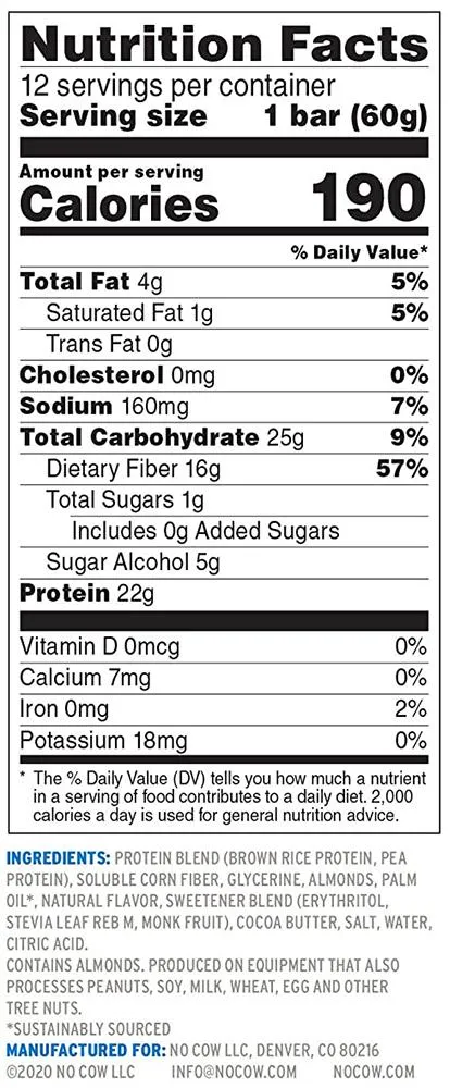 No Cow Plant Based Protein Bars