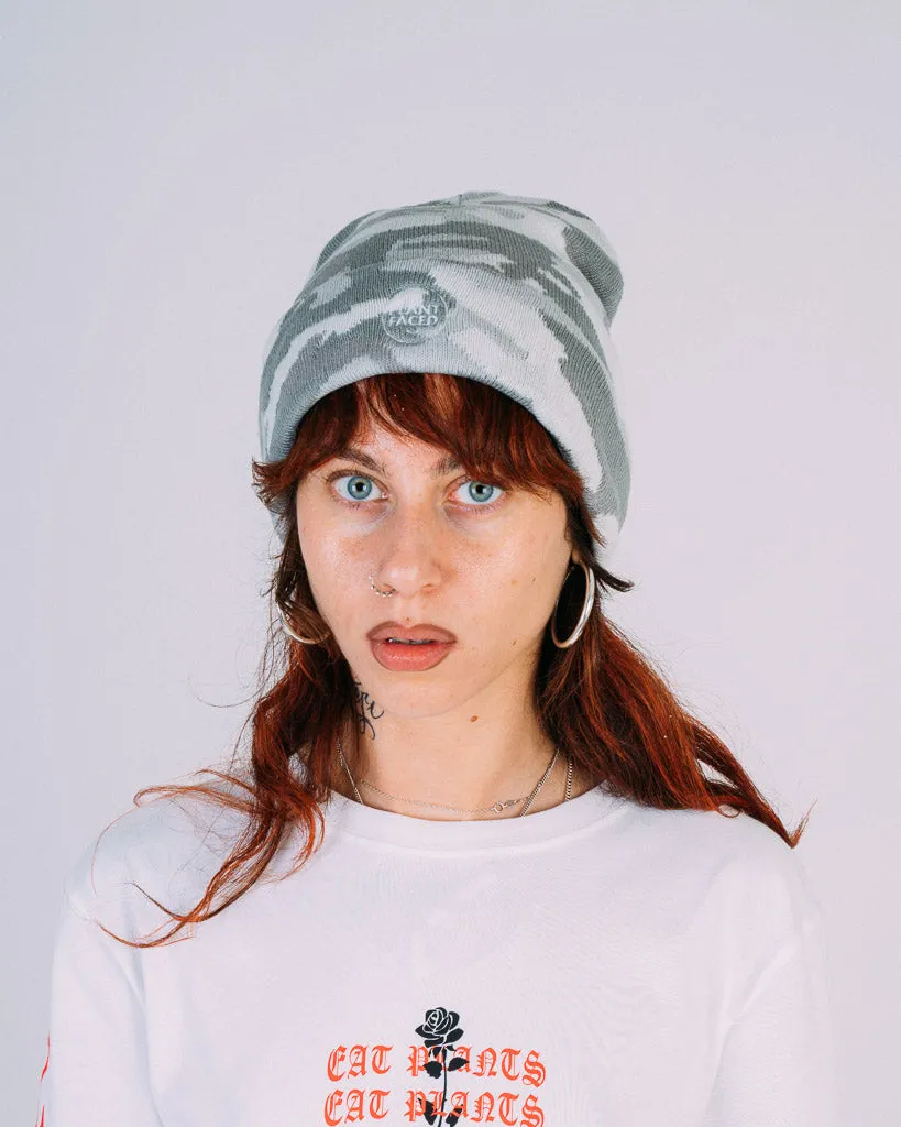 Plant Faced Beanie - Light Camo