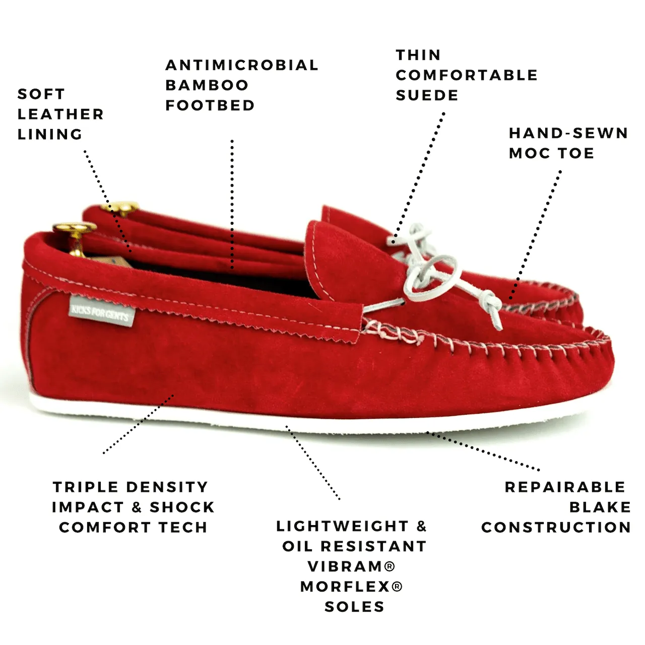 Spring Grove USA Moccasins - Red Suede