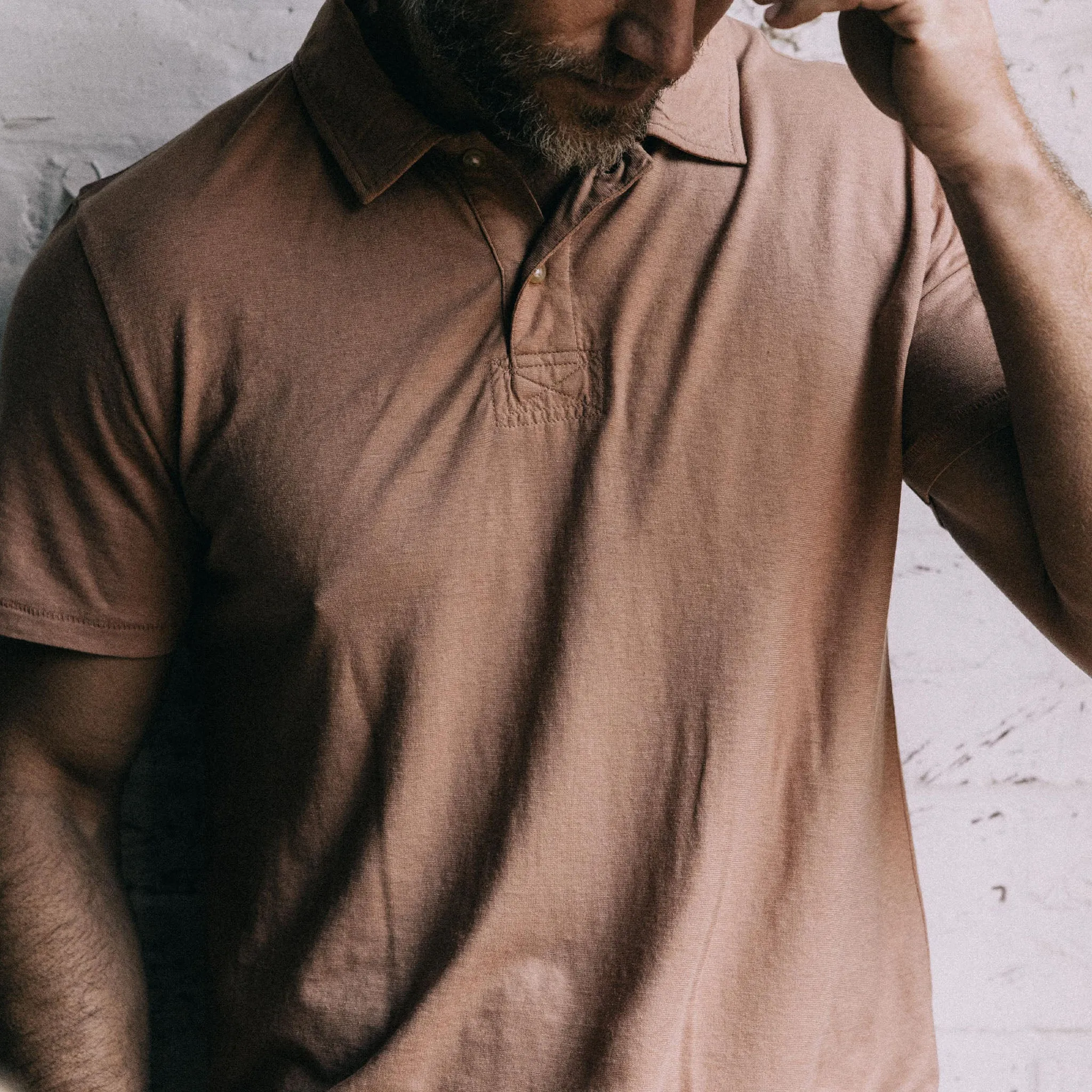 The Cotton Hemp Polo in Dried Acorn