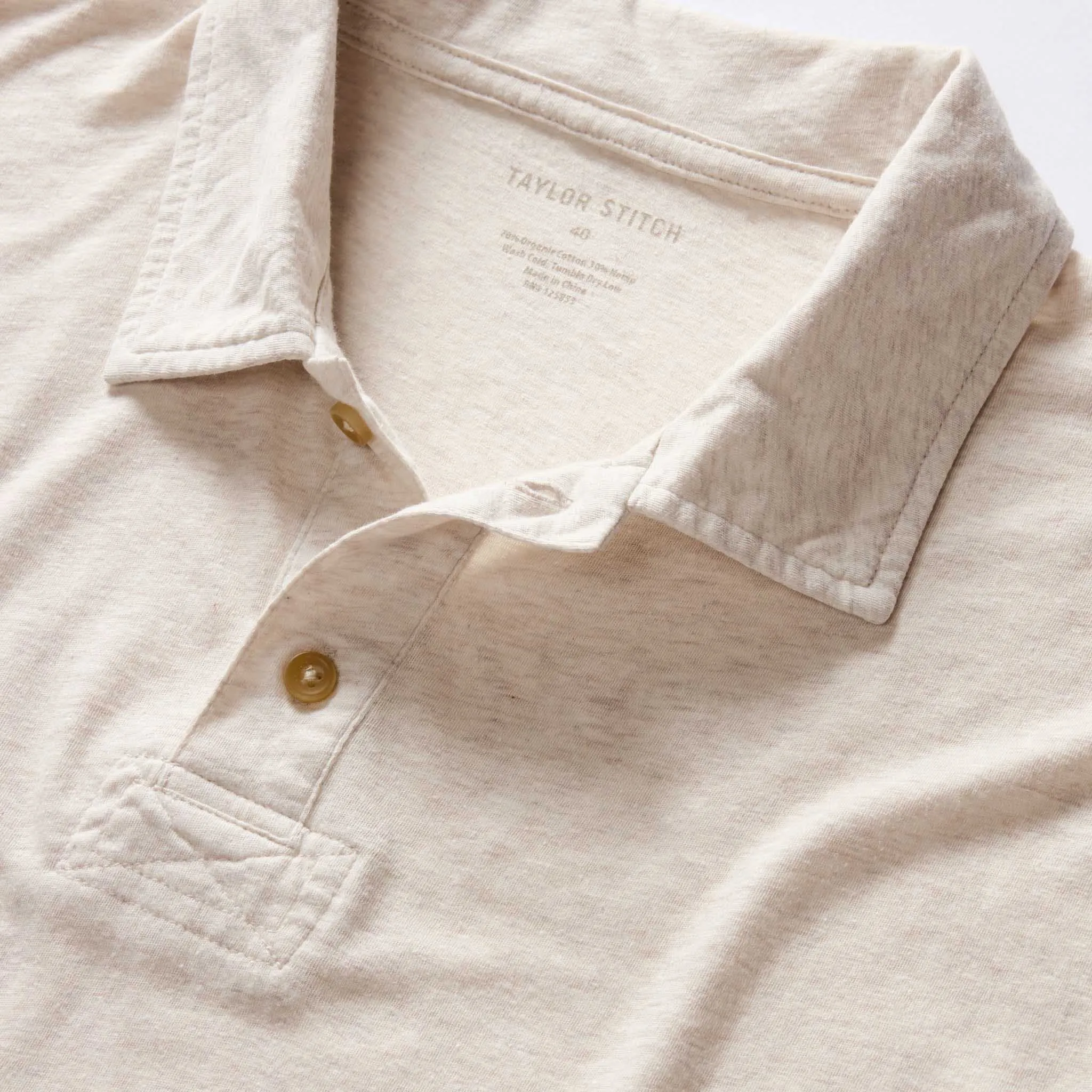 The Cotton Hemp Polo in Heather Oat