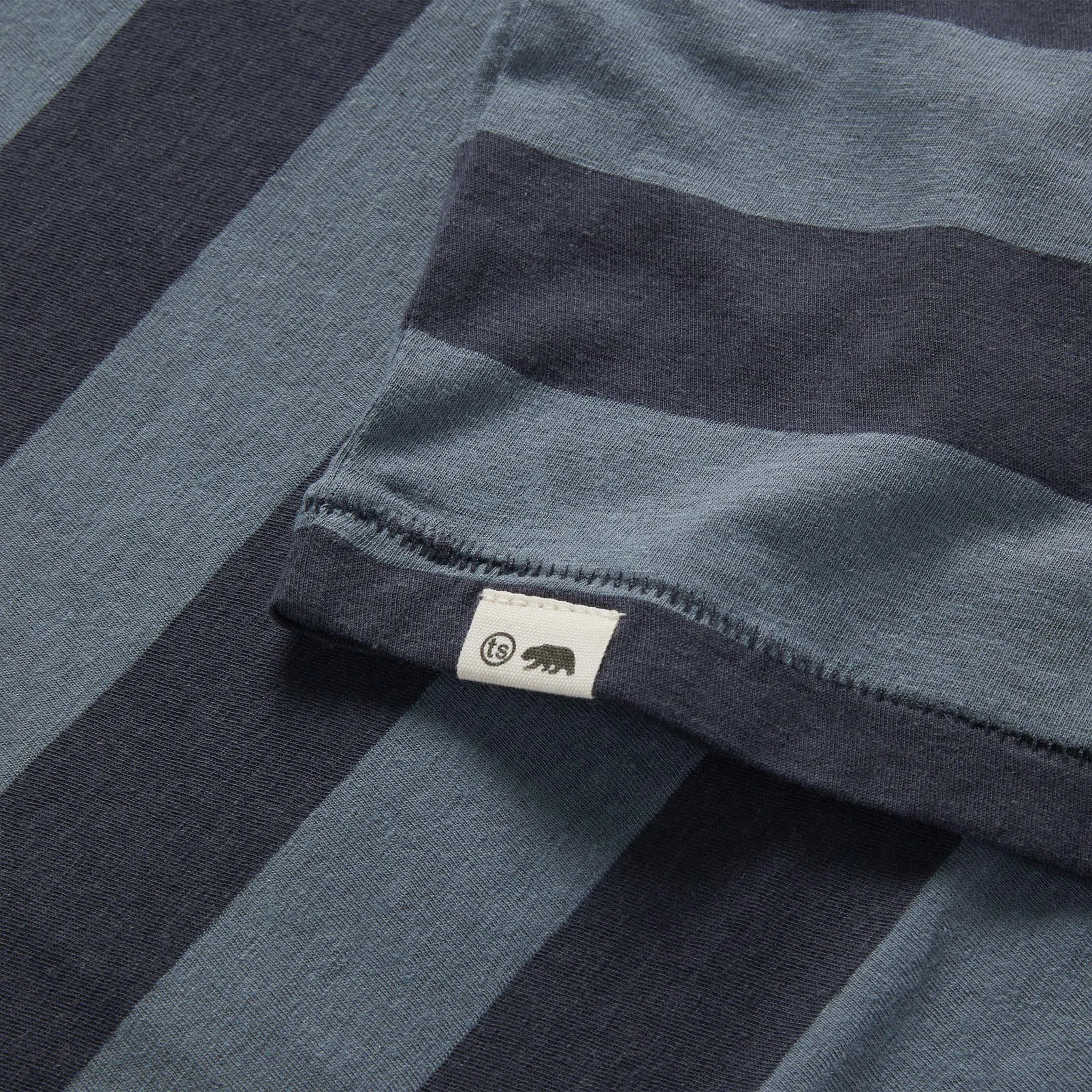 The Cotton Hemp Tee in Storm and Navy Stripe