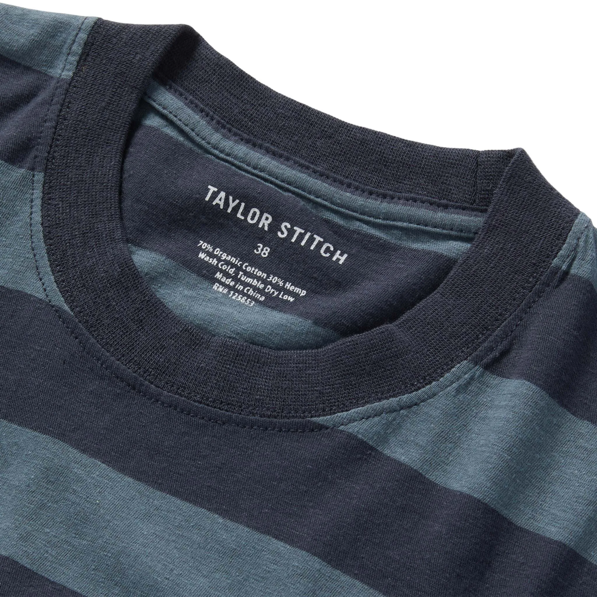 The Cotton Hemp Tee in Storm and Navy Stripe