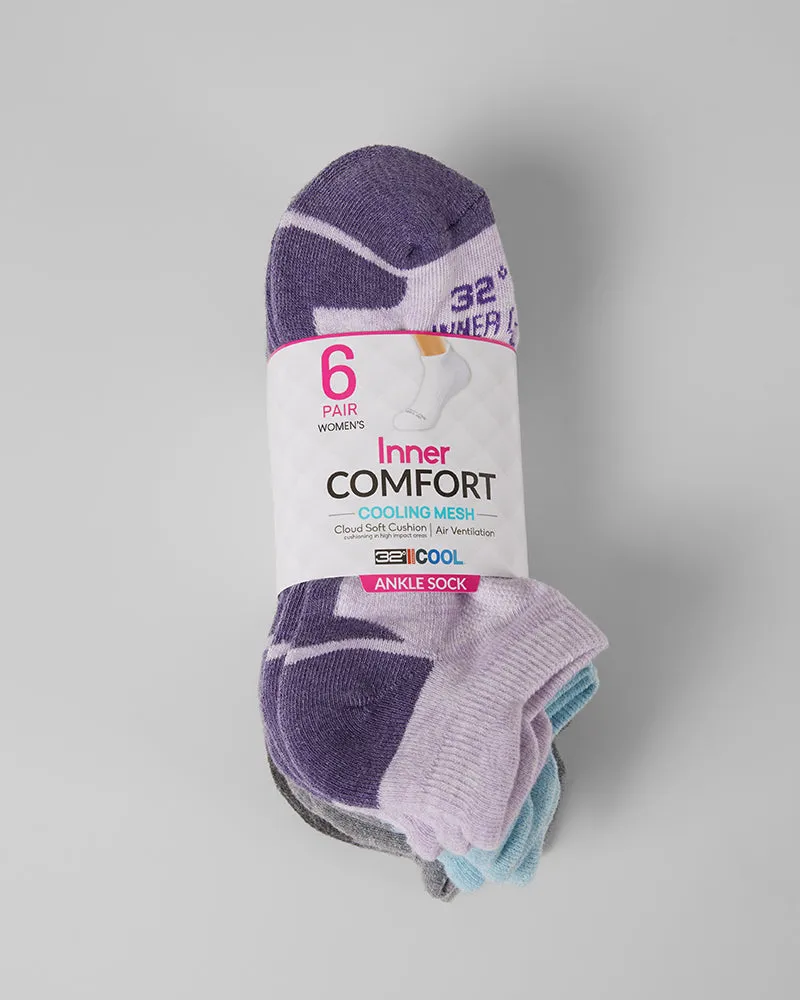 WOMEN'S 6-PACK COOL COMFORT ANKLE RUNNING SOCKS