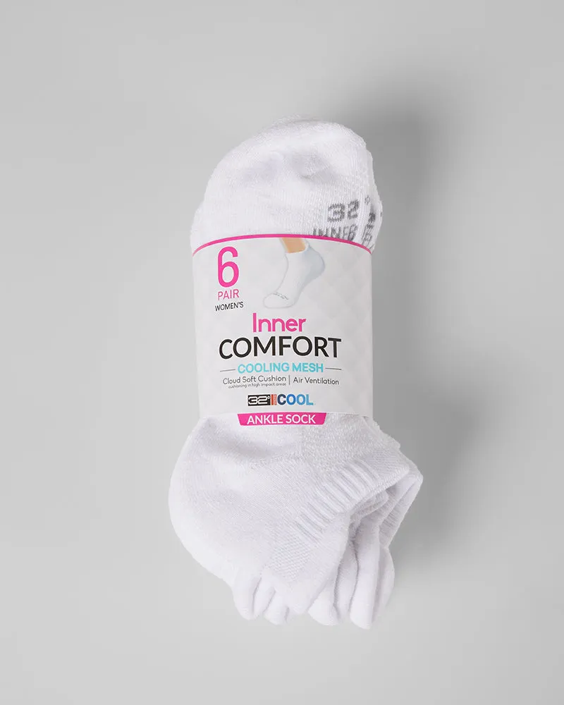 WOMEN'S 6-PACK COOL COMFORT ANKLE RUNNING SOCKS